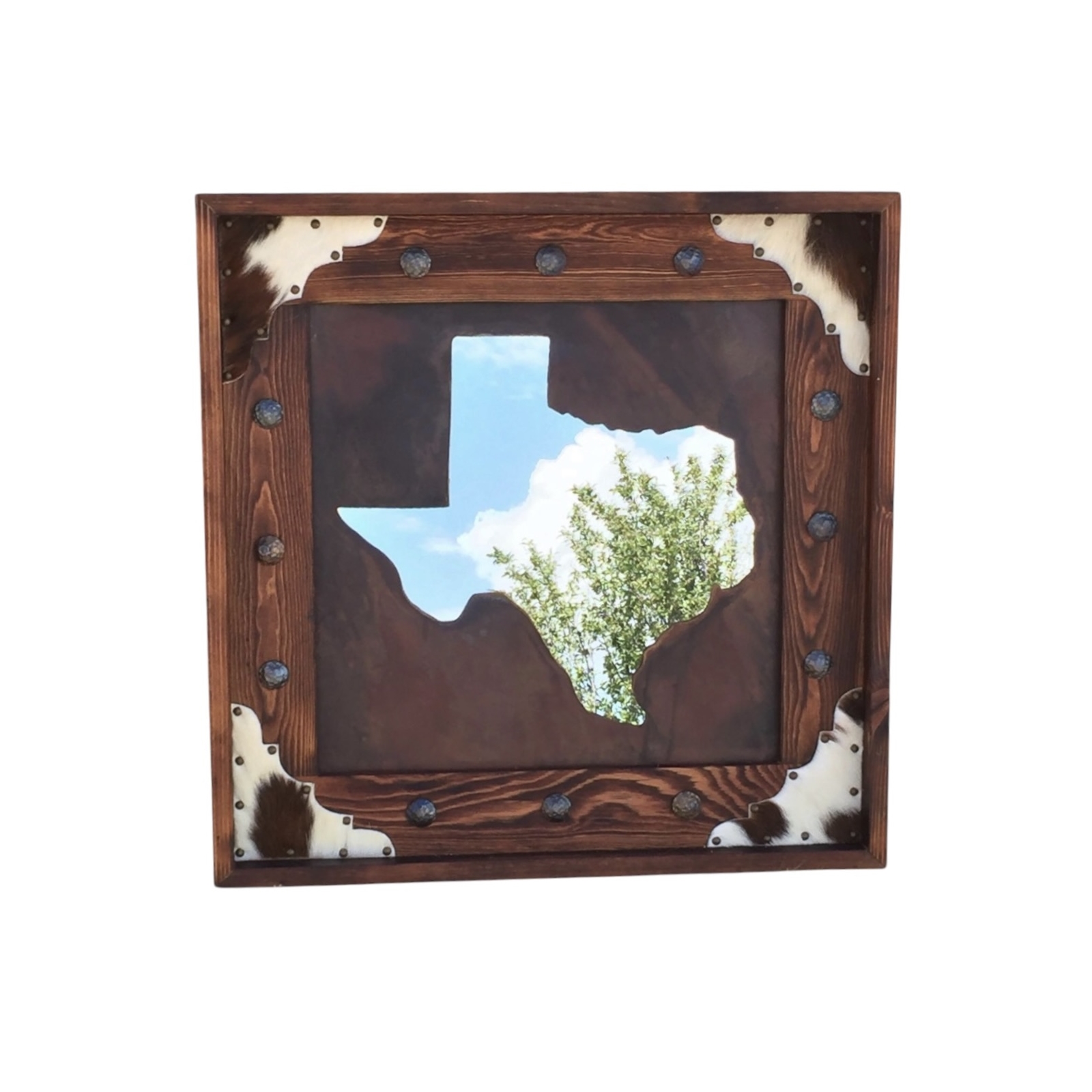 Custom State Western Cowhide Mirror – 24